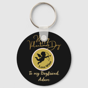 Porte-clés or noir valentine couple personnaliser personnalis
