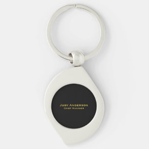 Porte-clés Or Professionnel Moderne Nom Métallisé Or Et Noir