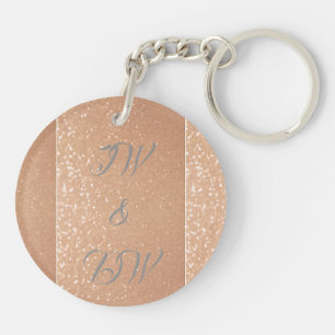 Porte-clés Or rose de deux coeurs personnalisé