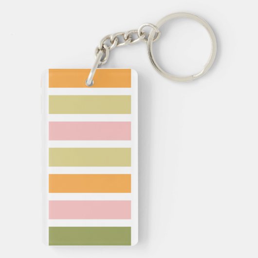Porte-clés Or rose orange et rayures vertes (Dos)