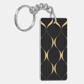 Porte-clés Or, simple, moderne, luxueux graphisme ondulé (Devant gauche)