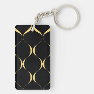 Porte-clés Or, simple, moderne, luxueux graphisme ondulé