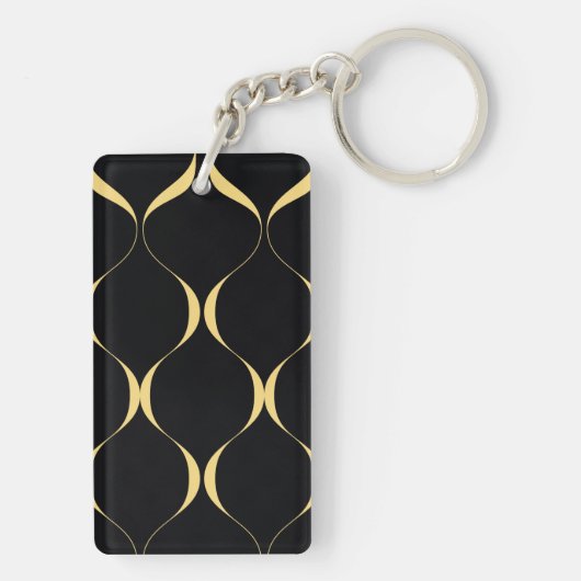 Porte-clés Or, simple, moderne, luxueux graphisme ondulé (Dos)