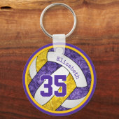 Porte-clés or violet coutume filles volleyball équipe cadeaux (Verso)