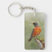 Porte-clés Orange American Robin Peinture Initiales (Devant)