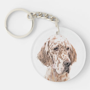 Porte-clés Orange Belton Painting Dog Art
