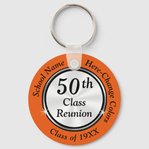 Porte-clés Orange, Black, White 50th Class Reunion Favors