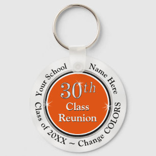 Porte-clés Orange Blanc Noir 30ème Cadeaux de Réunion du lycé