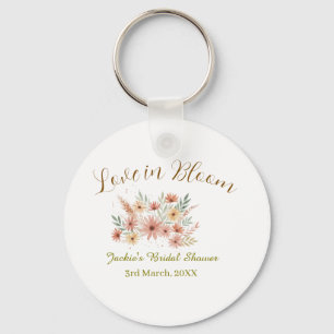 Porte-clés Orange boho amour en fleurs nom de la baby shower