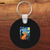 Porte-clés Orange Chat Selfie Starry Night Chat Maman Amoureu (Recto)