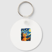 Porte-clés Orange Chat Selfie Starry Night Chat Maman Amoureu (Recto)