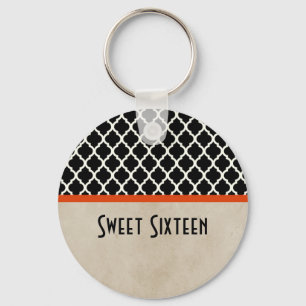 Porte-clés Orange Chic Quatrefoil Sweet 16 Porte - clé