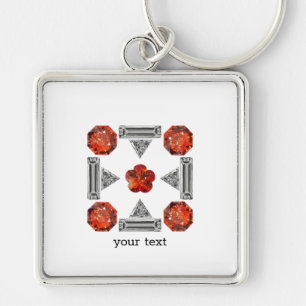 Porte-clés Orange Diamant Gemstone Art, Orange