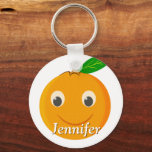 Porte-clés Orange Drawing Custom Name<br><div class="desc">Cute orange drawing. Custom key chains. Edit name to customize. Gift idea for orange lovers.</div>