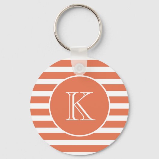 Porte-clés Orange et blanc avec Monogramme (Recto)