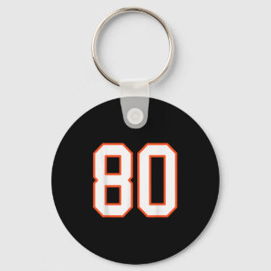 Porte-clés Orange Et Blanc Serts Numéro 80 Jersey Uniform Pla