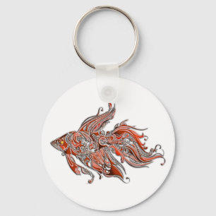 Porte-clés Orange et rouille Tourbillonnant Fantail Goldfish