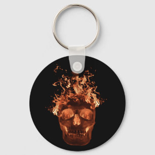 Porte-clés Orange Flaming Skull Key Chain