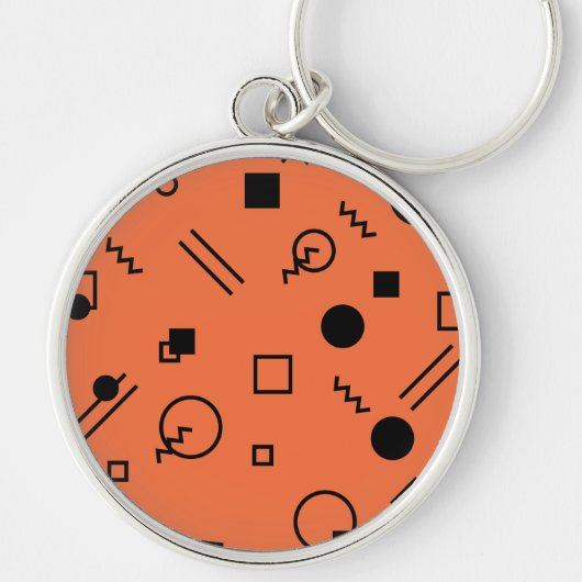 Porte-clés Orange, fun, trendy, geometric Memphis graphic (Devant)