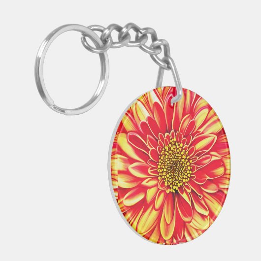 Porte-clés Orange géant et fleurs d'aster jaune doré (Devant gauche)