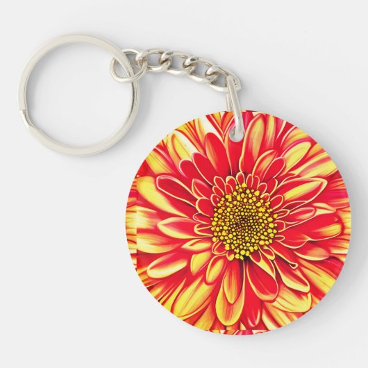 Porte-clés Orange géant et fleurs d'aster jaune doré (Devant)