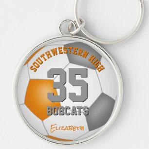Porte-clés orange gris filles garçons sport nom de l'équipe f