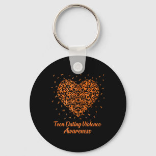 Porte-clés Orange Heart Ribbon Ado Dating Violence Awareness