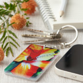 Porte-clés Orange Hibiscus fleurs tropicales aquarelle art (Devant droit)