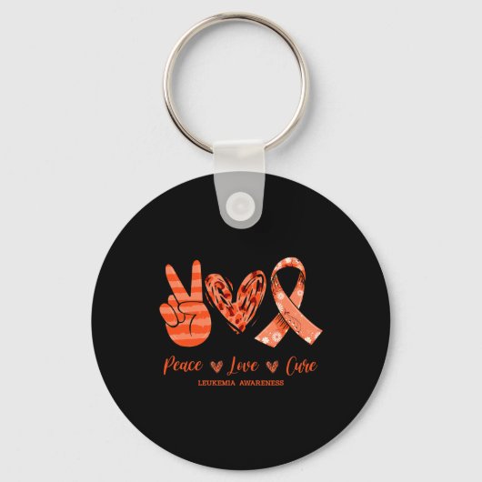Porte-clés Orange Leopard Peace Love Cure Leukemia Sensibilis (Recto)