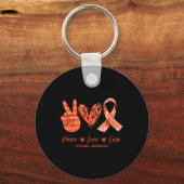 Porte-clés Orange Leopard Peace Love Cure Leukemia Sensibilis (Recto)
