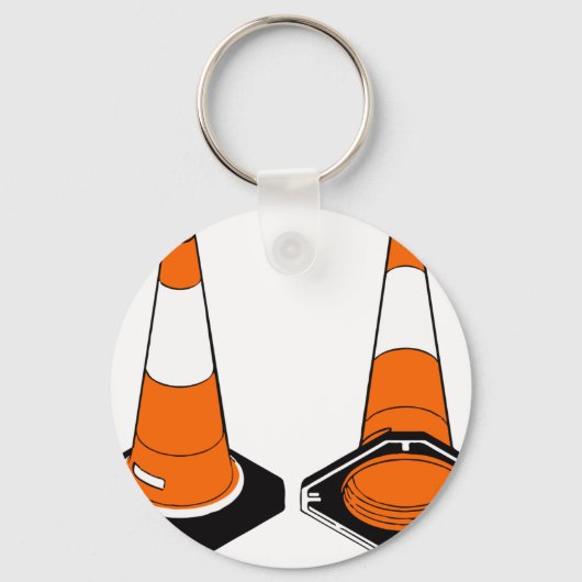 Porte-clés orange noir cônes de sécurité pylônes (Recto)