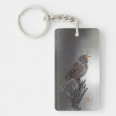 Porte-clés Orange Northern House Wren Bird Painting Initiales (Devant)