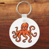 Porte-clés Orange Octopus Cartoon Ocean Sea Creature (Verso)