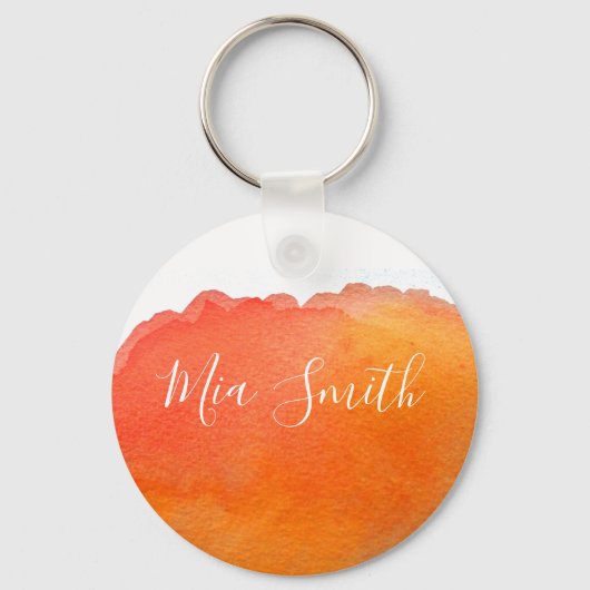 Porte-clés Orange peach aquarelle mignonne fille nom cadeau (Recto)