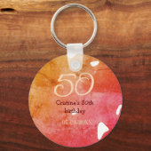 Porte-clés Orange rouge 50 anniversaire ajouter nom date p (Verso)