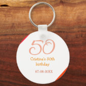 Porte-clés Orange rouge 50 anniversaire anniversaire ajouter (Verso)