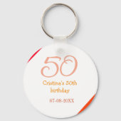 Porte-clés Orange rouge 50 anniversaire anniversaire ajouter (Verso)