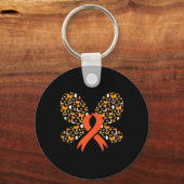 Porte-clés Orange Ruban Papillon Leucémie Sensibilisation Sur (Recto)