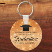 Porte-clés Orange Sparkle Graduate Chic Custom (Recto)