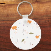 Porte-clés Orange Tabby et Motif Feuille (Recto)