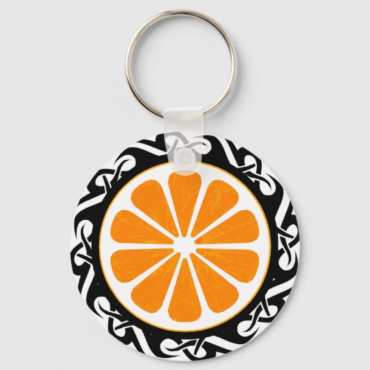 Porte-clés orange. tribal. (Recto)