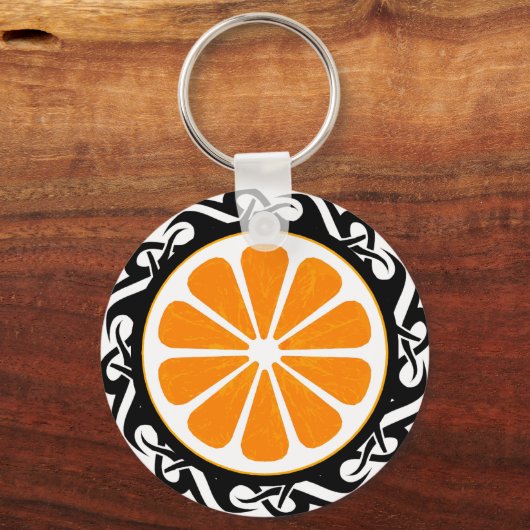 Porte-clés orange. tribal. (Recto)