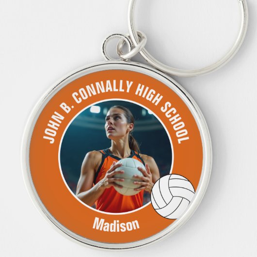 Porte-clés Orange Volleyball Player Photo Keepsake (Devant)
