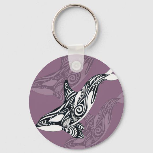 Porte-clés Orca Killer Whale mauve Purple Tlingit Tribal Encr (Recto)
