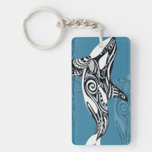 Porte-clés Orca Killer Whale Tlingit Indigo Blue ink