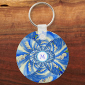 Porte-clés Orchidée aquarelle peinture, Nuages Mandala (Recto)