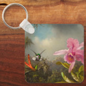 Porte-clés Orchidée avec deux colibris Heade (Recto)