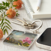 Porte-clés Orchidée avec deux colibris Heade (Devant Droit)