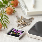 Porte-clés Orchidée blanche et violette (Côté)