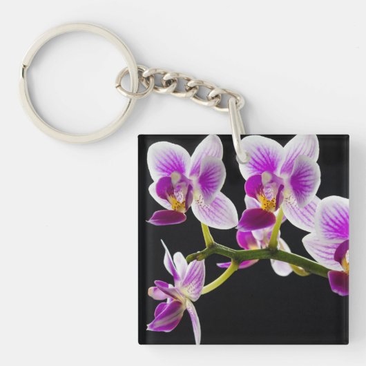 Porte-clés Orchidée blanche et violette (Devant)